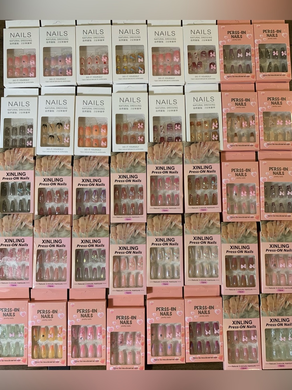 Bundle of 40 Press-On Nails Set - Assorted Designs New